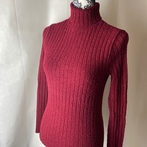 MICHAEL STEWART stretchy red turtleneck.